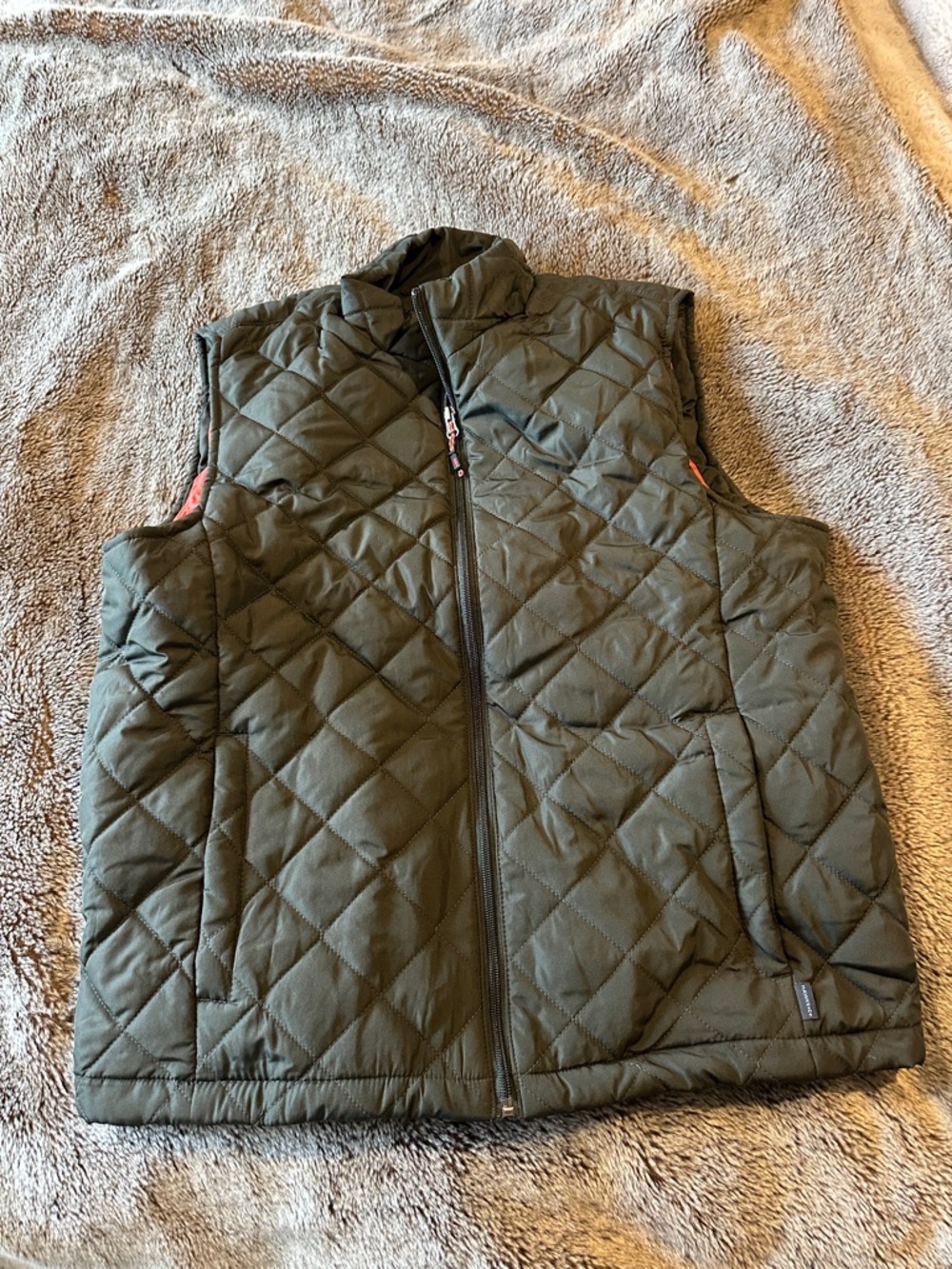 Quilted Men's Vest in Olive Green